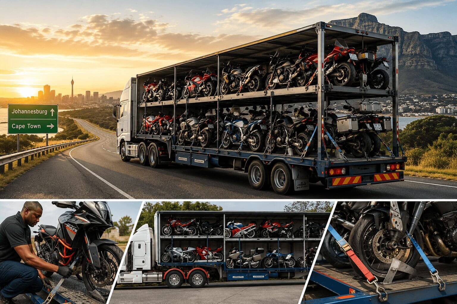 moving a motorbike between cities in South Africa